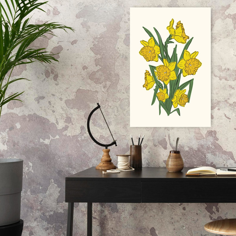 Jaune vif, jonquilles jonquilles, art mural nature, H 24 po x l 16 po