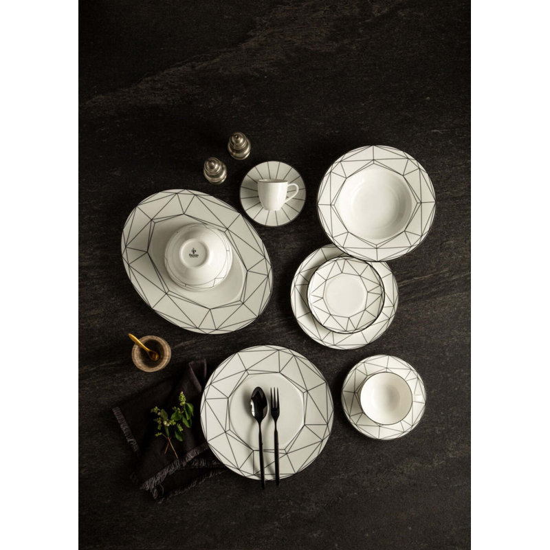 Gem Cut Onyx Bone China Salad/Dessert Plate