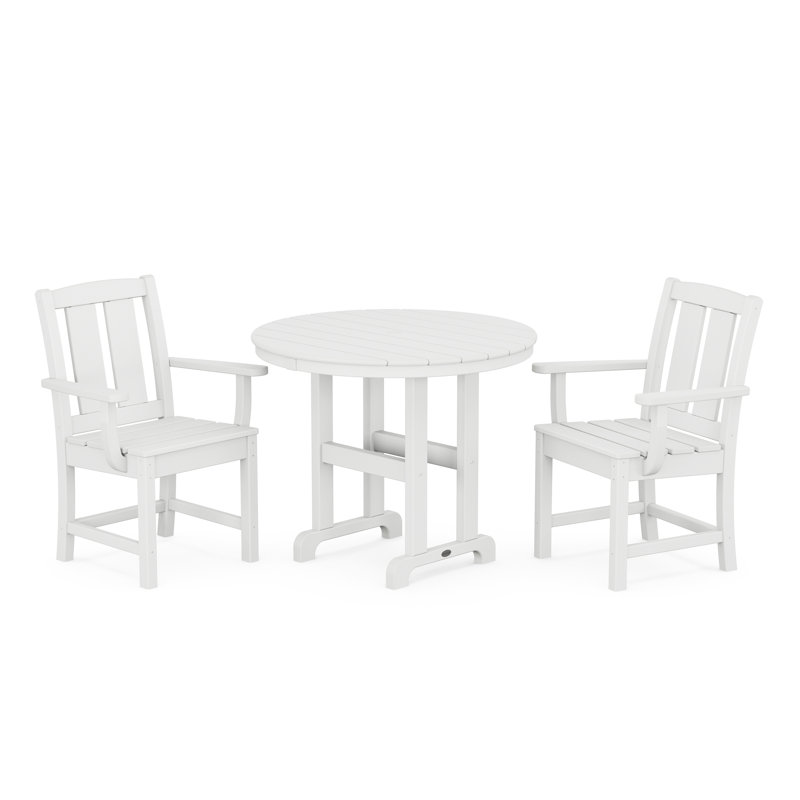 Mission 3-Piece Farmhouse Dining Set, White