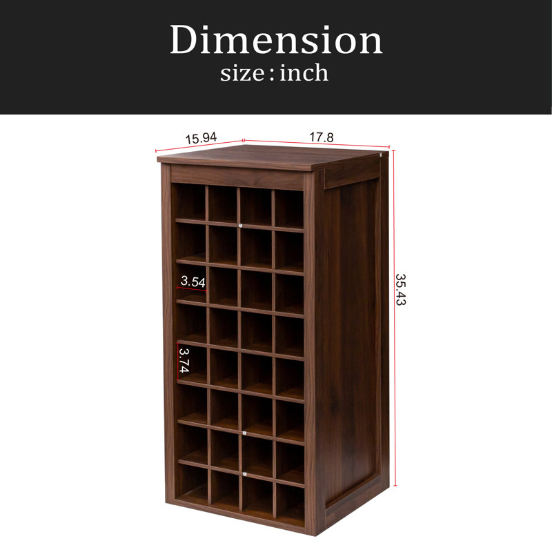 Modular 32 Wine Bar Cabinet Buffet Cabinet, Walnut