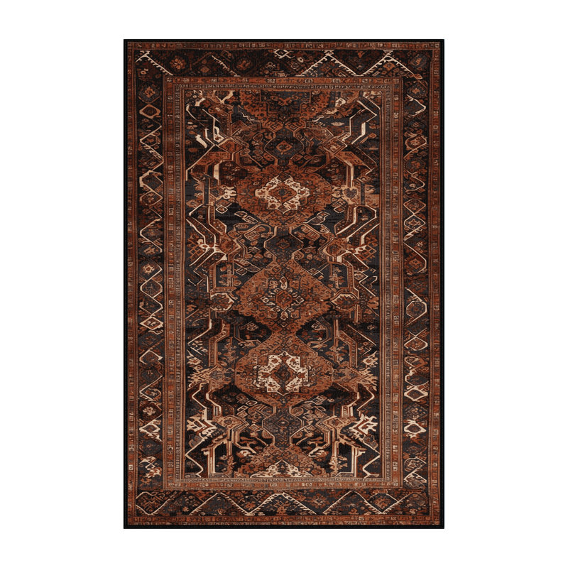 Tapis turc noir lavable à la machine, Rectangulaire 2 pi x 3 pi