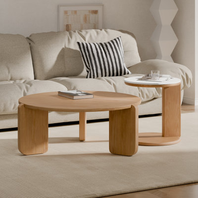 Ensemble de tables basses rondes avec table d'appoint Oak