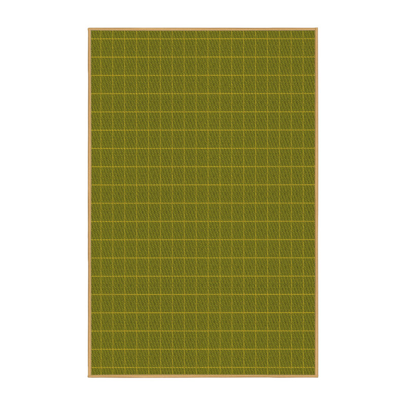 Tapis vert / jaune en laine à carreaux, Rectangle 5 pi x 7 pi