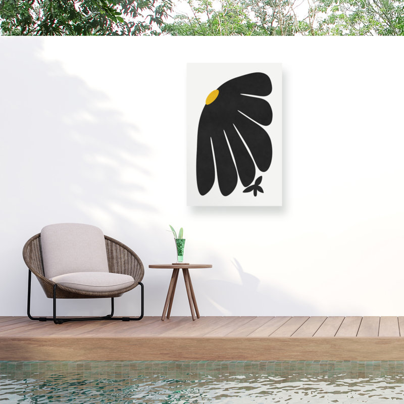 Amini54  Black Daisy Outdoor  Canvas, H 12 po x l 19 po