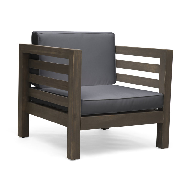 Fauteuil club en bois avec coussins d'eau, gris, coussins intérieurs gris Mid-Century