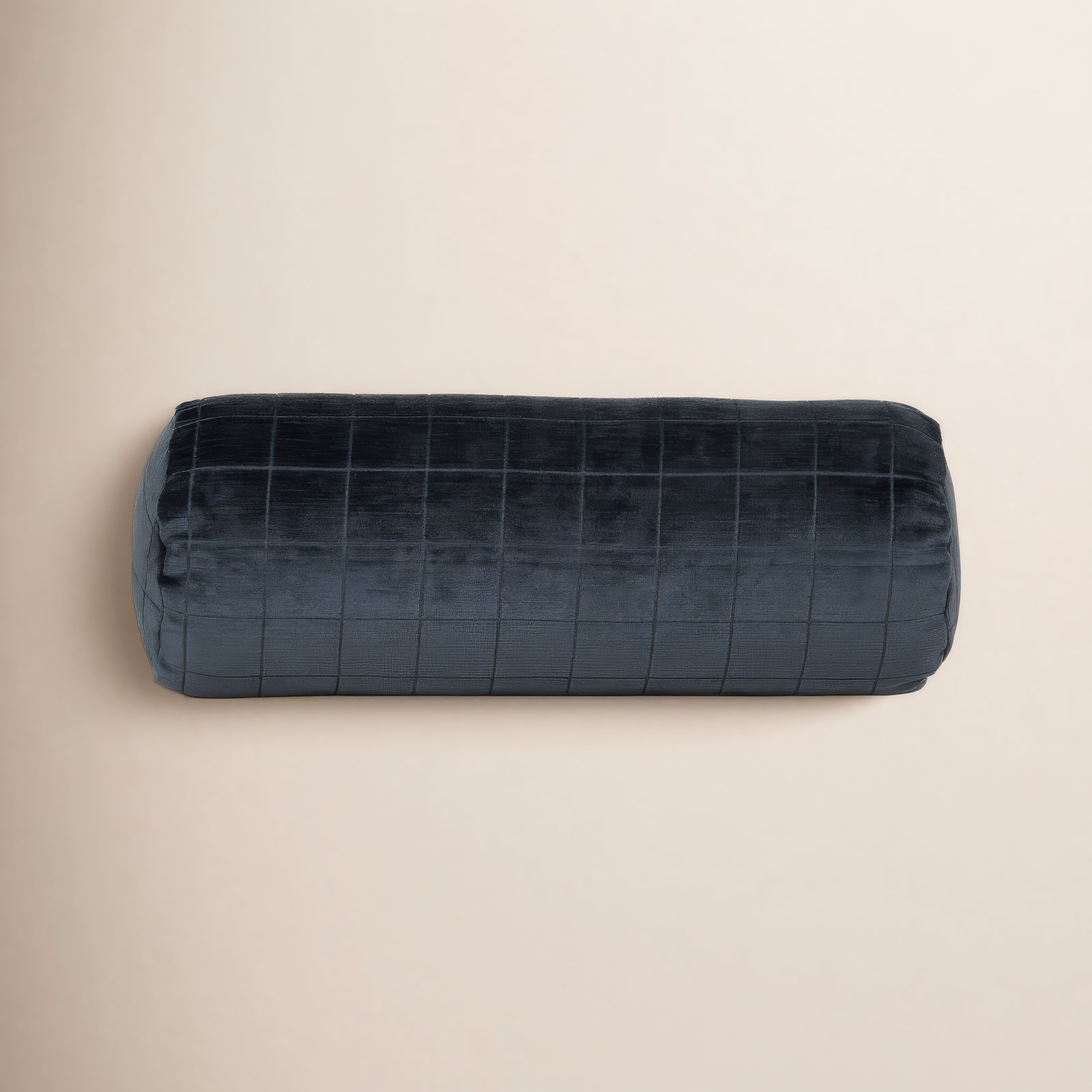 Velvet Throw Pillow, Navy Geometric, Bolster 8"H x 20"W