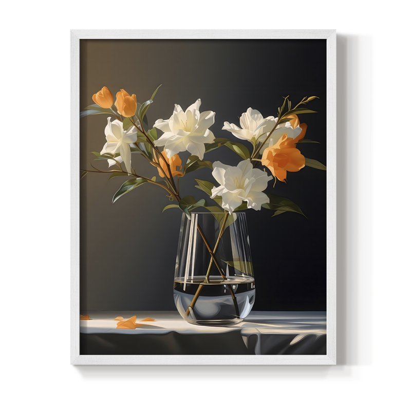 Reproduction encadrée Classy Vase II - bois massif, H 21 po x l 17 po, Blanc