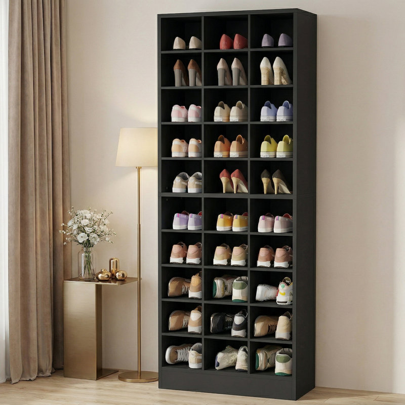 30-Pair Shoe Storage Cabinet, Black
