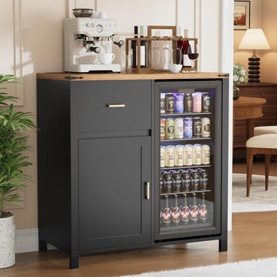 Mini Fridge Cabinet, Coffee Bar & Bar Cabine with Mini Fridge Space | Mini Fridge Cabinet with Power Outlet, Coffee Bar Cabinet with Fridge Space