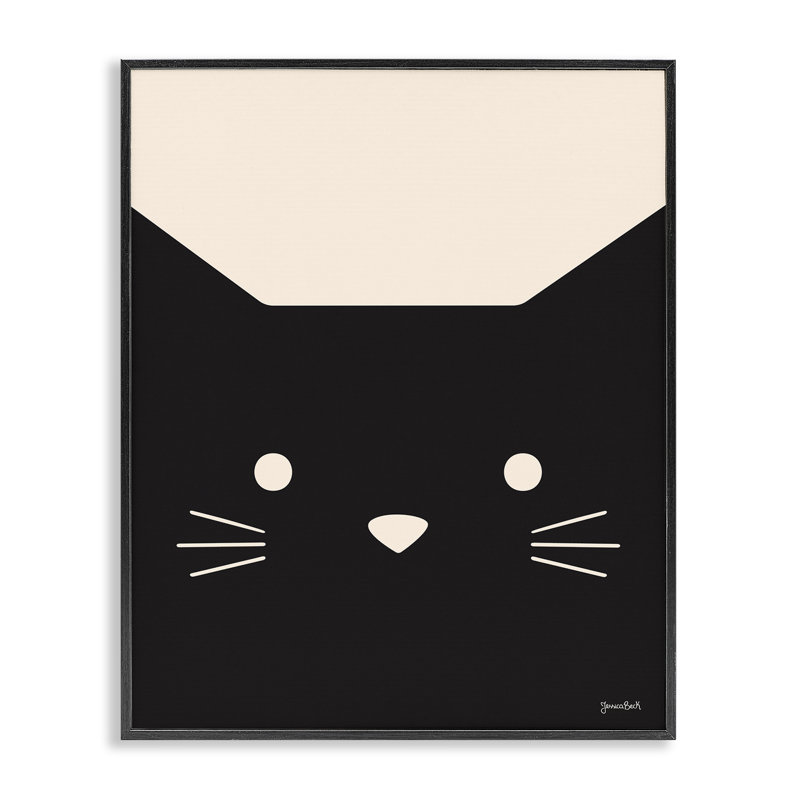 Gros plan sur un chat noir, estampe numérique encadrée par Jessica Beck, Giclée encadrée noir minuit, H 14 po x l 11 po