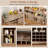Wine Bar Cabinet w/LED Lights  Doors Coffee Station w/ Adjustable Shelves Racks-1739712374