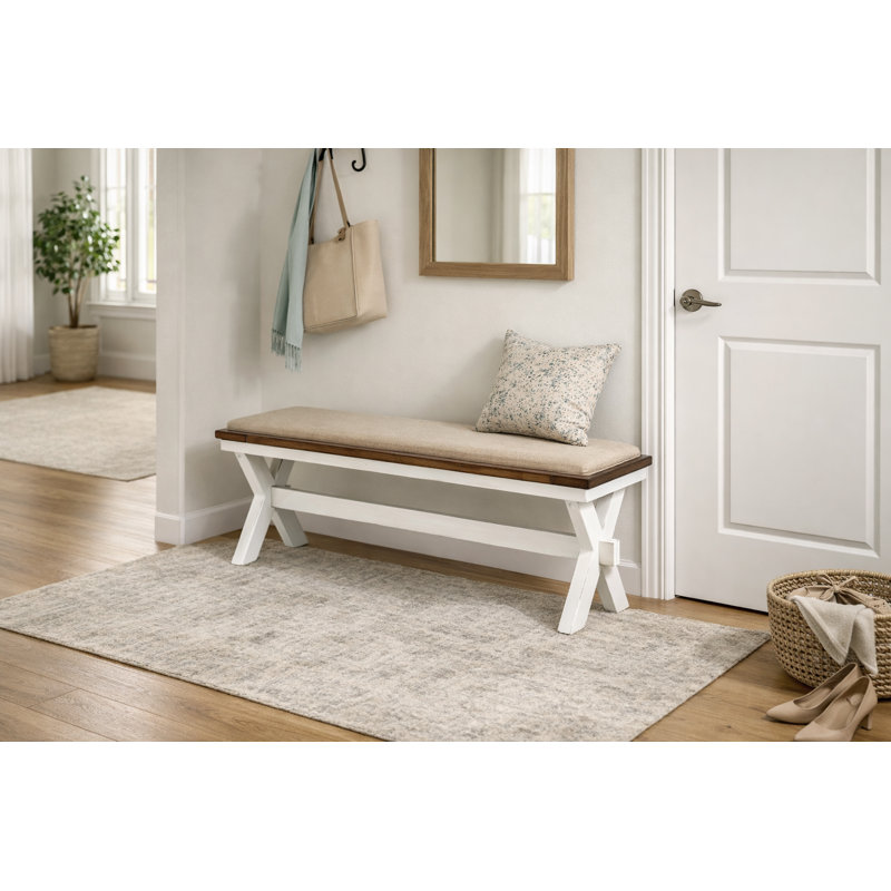 Banc rembourré en bois Wakefield Cottage
