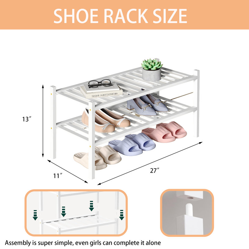 Range-chaussures en bambou, 13 po H x 27 po L x 11 po P