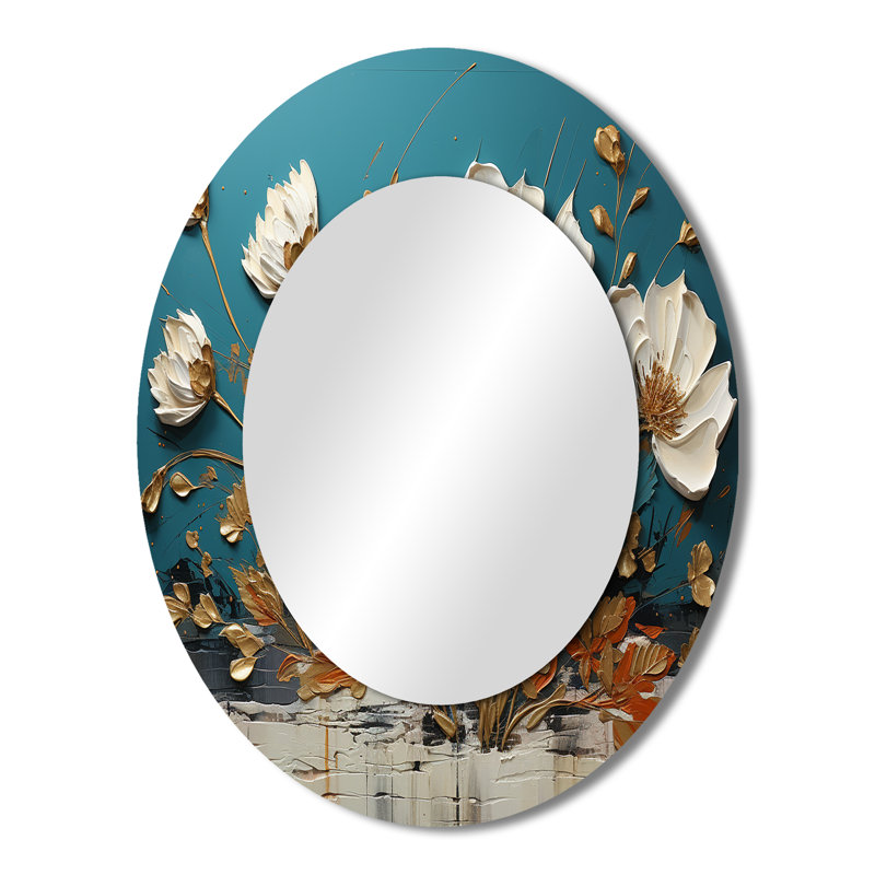 Miroir mural bleu et doré, 43 po x 33 po