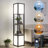 Homechoose Modern 2-Light Shelf Floor Lamp with Independent Control, Stepless Dimming, Remote & App Control, 3-Tier Storage, Adjustable 2500K–6000K, Walnut Finish