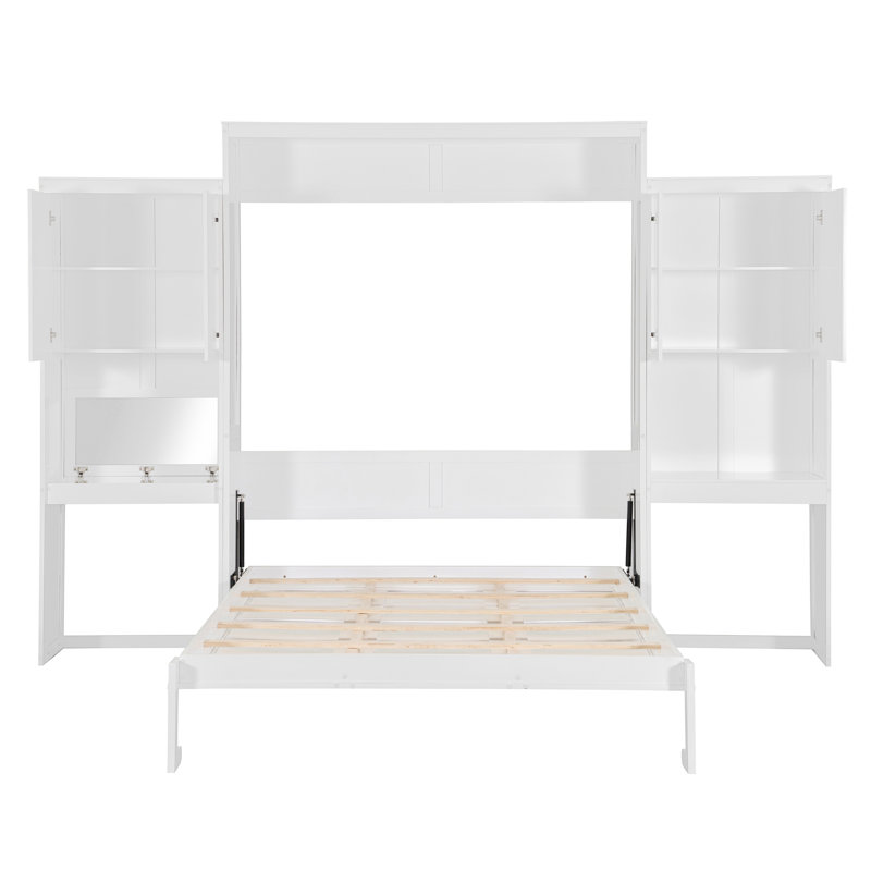 Lit escamotable avec bureau, coiffeuse et armoires Murphy, Blanc