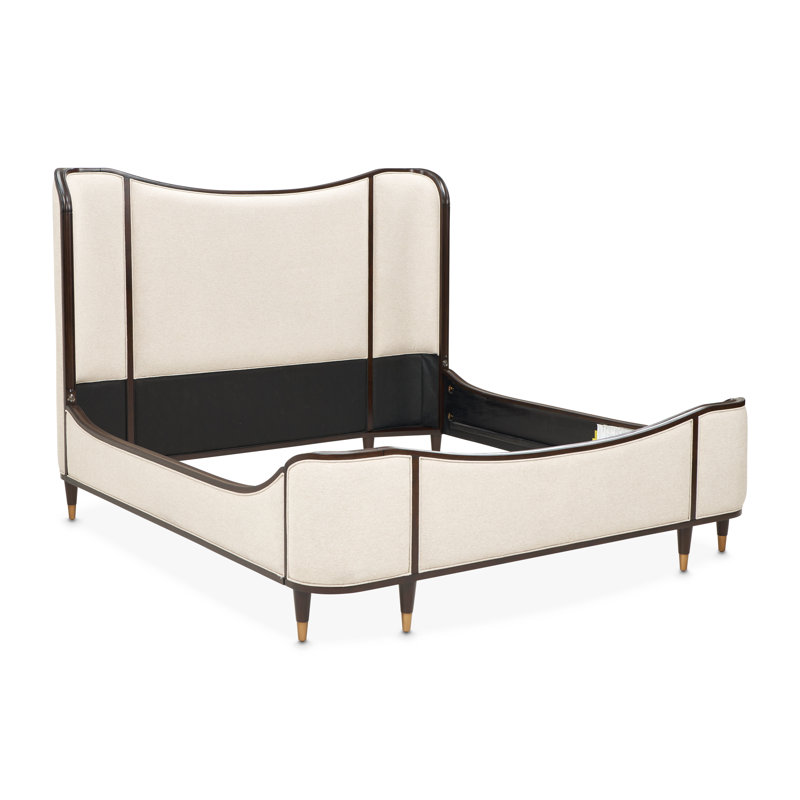 Camellia Field Upholstered Wingback Bed, Queen