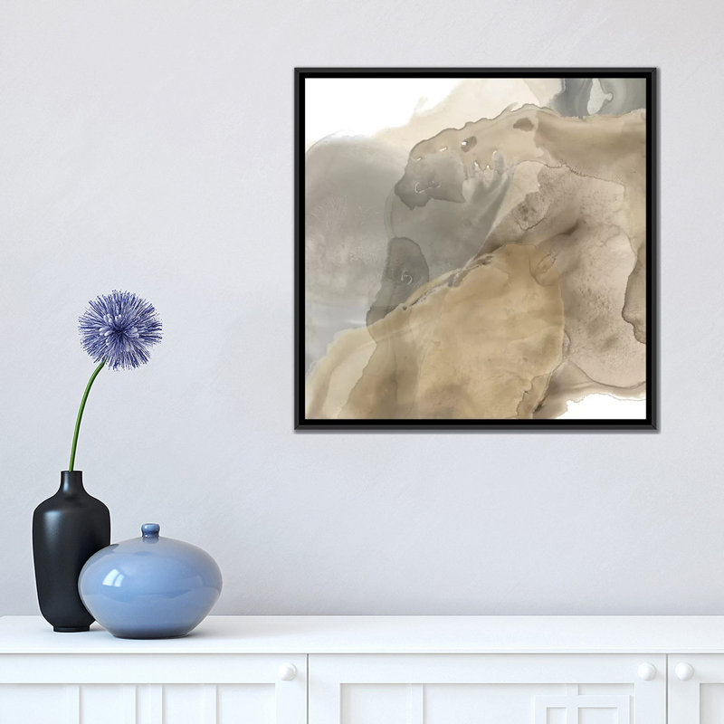 « tectonic dérivation iii », reproduction sur toile, H 18 po x l 18 po x P 1,5 po, Toile avec cadre noir, Pas de tapis