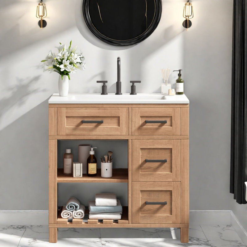 Meubles-lavabos, bois naturel de 30 pouces, 30