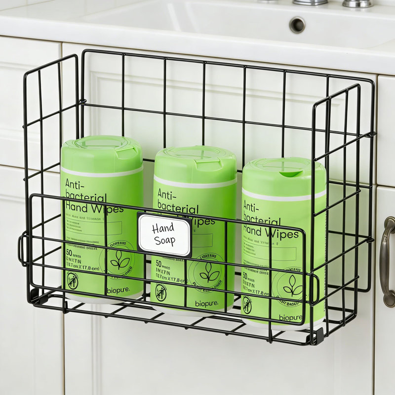 Rangement au-dessus de la porte avec option de fixation murale, paquet de 3 paniers en fil métallique pour étagère à épices, rangement pour salle de bain, garde-robe, buanderie et garde-manger, durable et facile à assembler