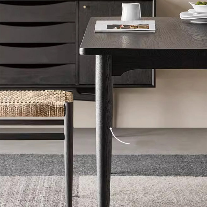 Table à manger classique en bois massif, H 28,74 po x L 62,99 po x l 32,28 po, Noir, noir, noir, noir