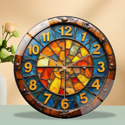 Horloge murale vitrail vintage 12 po