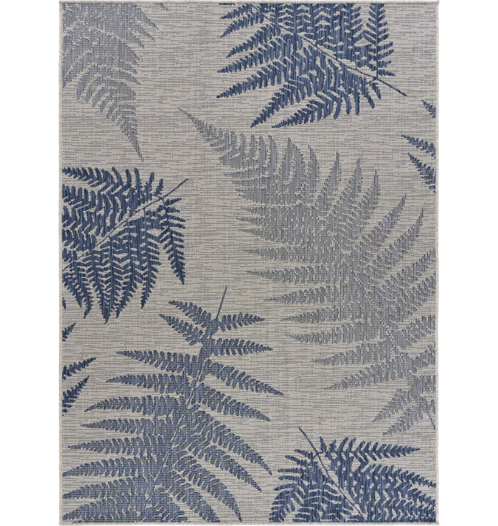 Fatima Botanical Zero-Pile Flatweave Indoor/Outdoor Durable Area Rug Bayou Breeze Rug