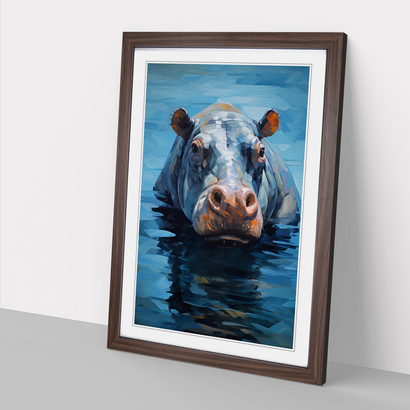 Hippo Cubism Art - Framed Print