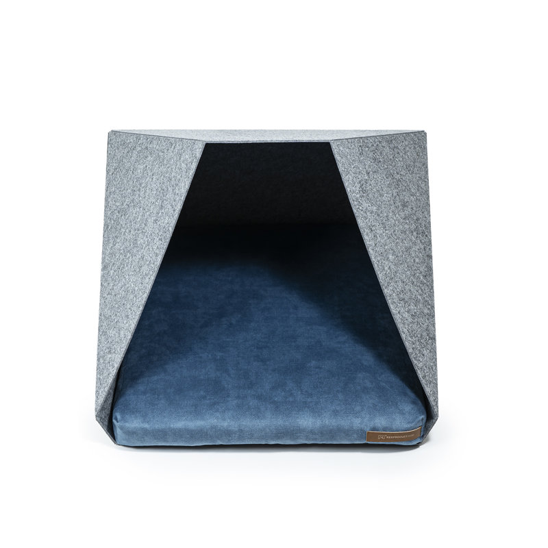 Polyester Pet Bed, Light Grey/Navy Blue