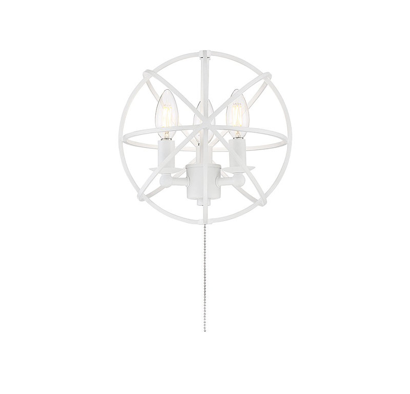 Ventilateur de plafond à DEL 3 lumières, Bois Vieilli / Blanc