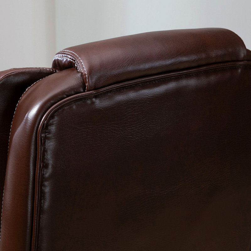 Fauteuil de bureau brun à haut dossier, avec vibration à 6 points, 5 modes, fauteuil de direction, fauteuil pivotant en cuir d'unité centrale, dossier inclinable et repose-pieds rétractable