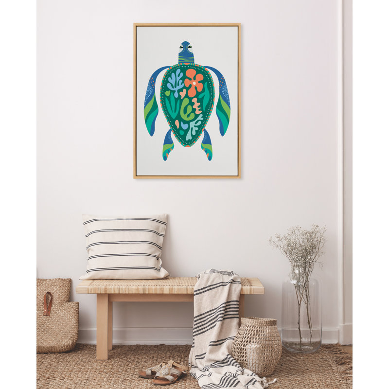 «MCM Sea Turtle» par Rachel Lee 3 Birdies Studio, reproduction d'art sur toile encadrée, H 23 po x l 33 po x P 1,62 po