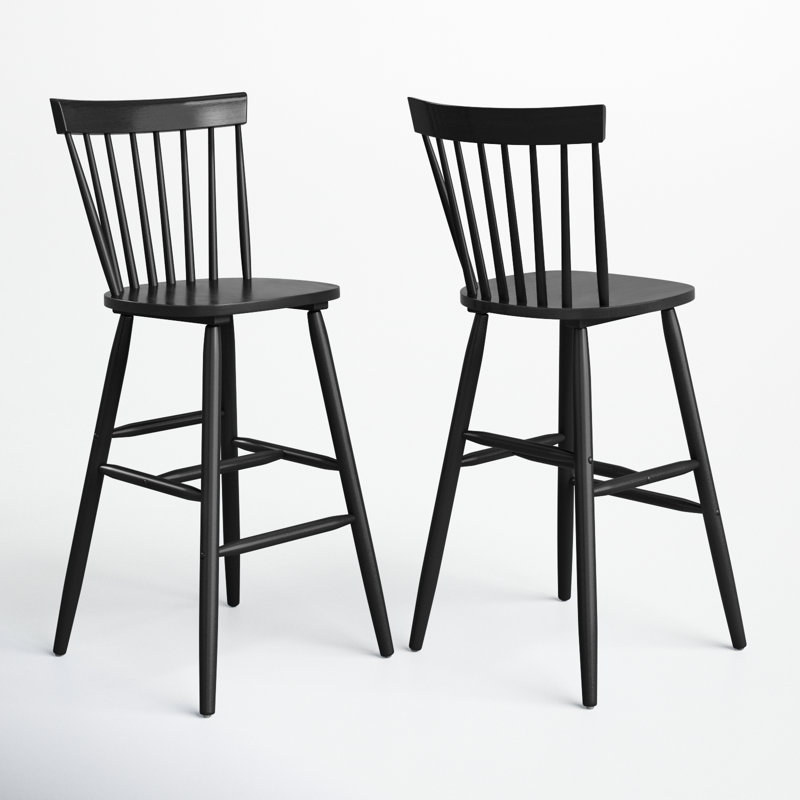 Stacee Solid Wood Counter Stool, Counter Stool (24" Seat Height), Black