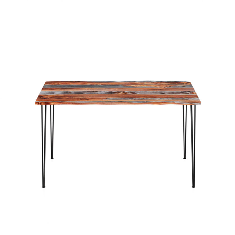 Table de salle à manger Genut, Noir / bois avec gris teint