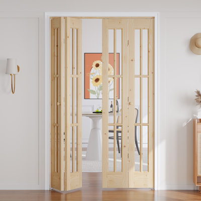 Porte pliante en verre massif non fini avec trousse de quincaillerie d'installation