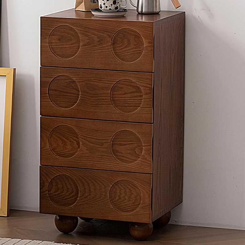 Modern Nut-Brown Solid Wood Accent Cabinet