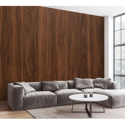 Wall Mural Peel and Stick Wallpaper Natural Walnut Wood Grain Rich Brown Tones Self-Adhesive Removable Contact Paper Wall Decor for Living Room Bedroom 100"H x 144"W