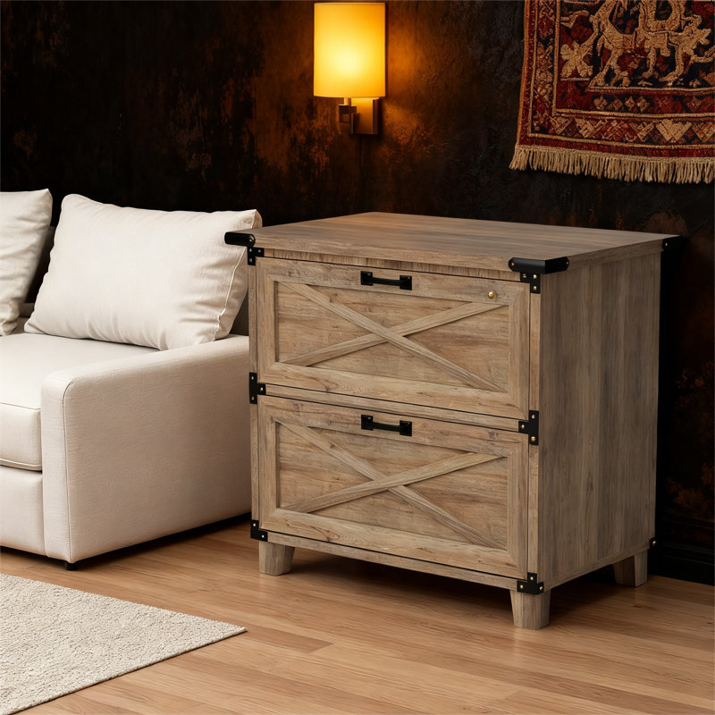 Classeur en stratifié à 2 tiroirs Rustic Oak