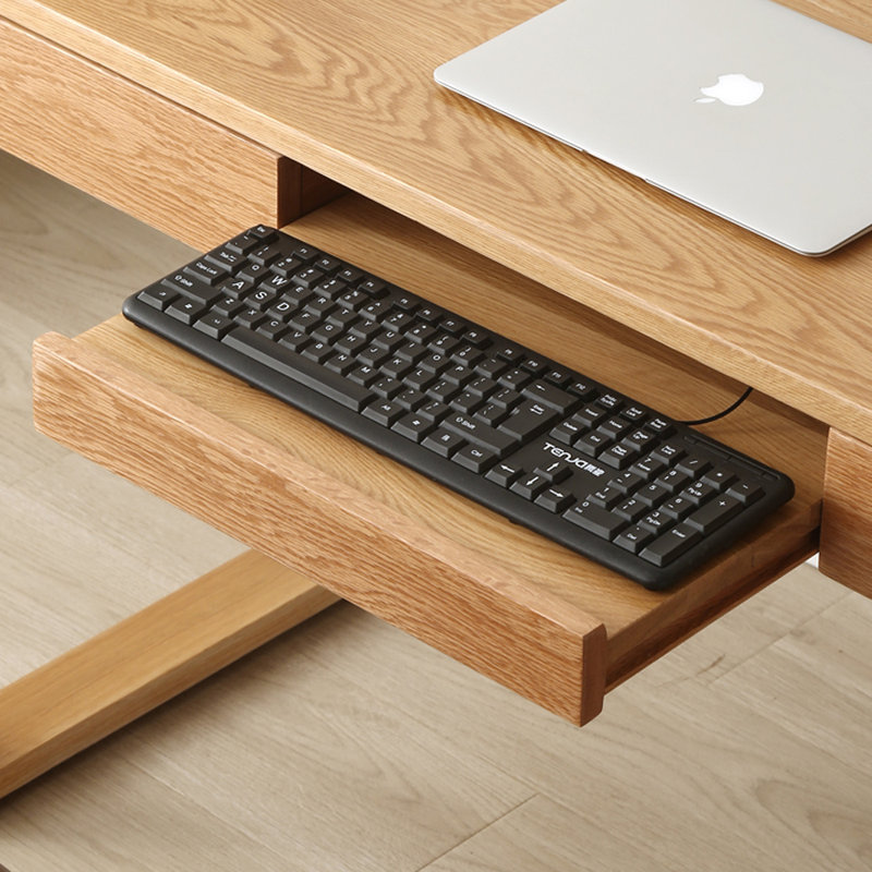 Simple Log Style Rectangular Oak Computer Desk, 29.52" H x 55.11" W x 25.59" D