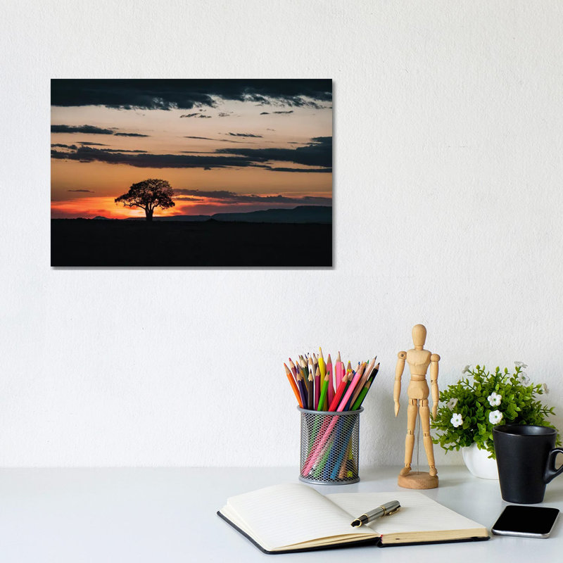 Mara Landscape At Sunset by Jane Rix - Gallery-Wrapped Canvas Giclée on Canvas, Wrapped Canvas, 20.32 cm H x 30.48 cm W