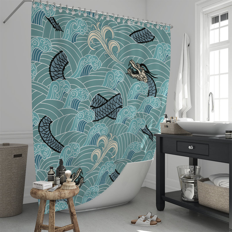 Abstract Shower Curtain, 83" H x 70" W