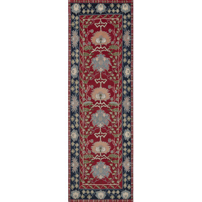 Sultana Wool Oriental Area Rug in Red/Navy/Green/Beige
