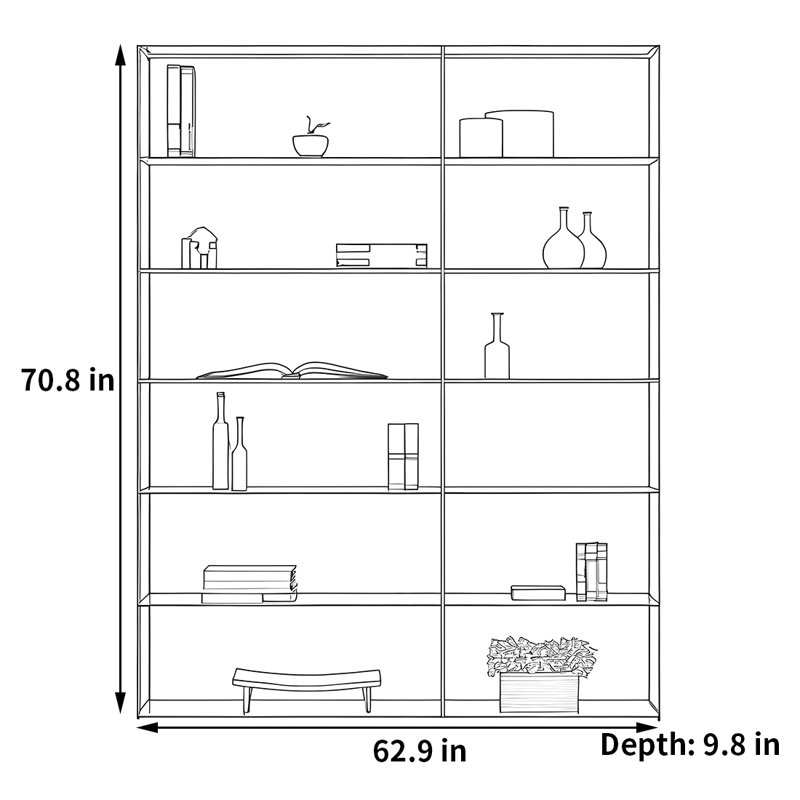 A practical and high-quality bookcase, 70.8"H x 62.9"W x 9.8"D