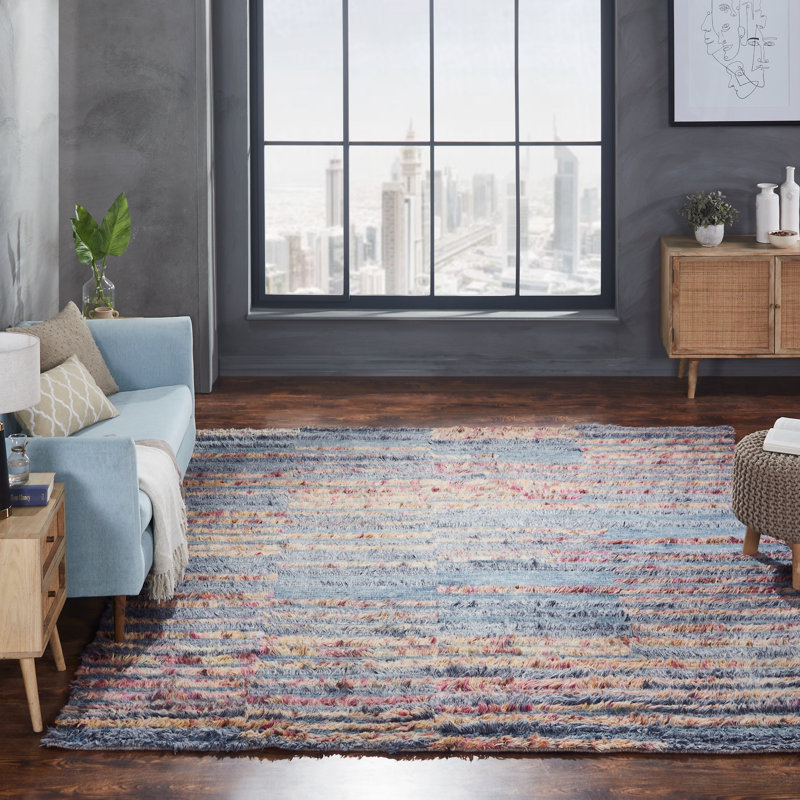 Hand Knotted Wool Area Rug in Pink/Gray, Rectangle 12' x 15'