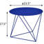 Table d'appoint attrayante en métal bleu, base géométrique pour un espace de vie convenable pour manger et travailler