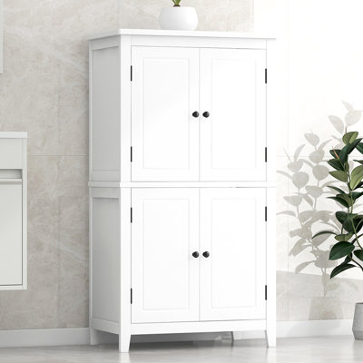 Elegant Bathroom Floor Storage Cabinet, Bathroom Storage Unit, Freestanding Cabinet with 4 Doors, Adjustable Shelves, Adaptable Shelves