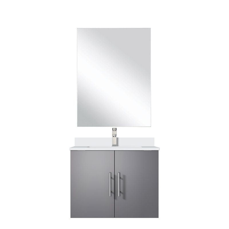 Meuble-lavabo gris foncé avec comptoir en marbre de culture, robinet inclus Miroir - antitaches pour salle de bain l 24 po x P 19 po