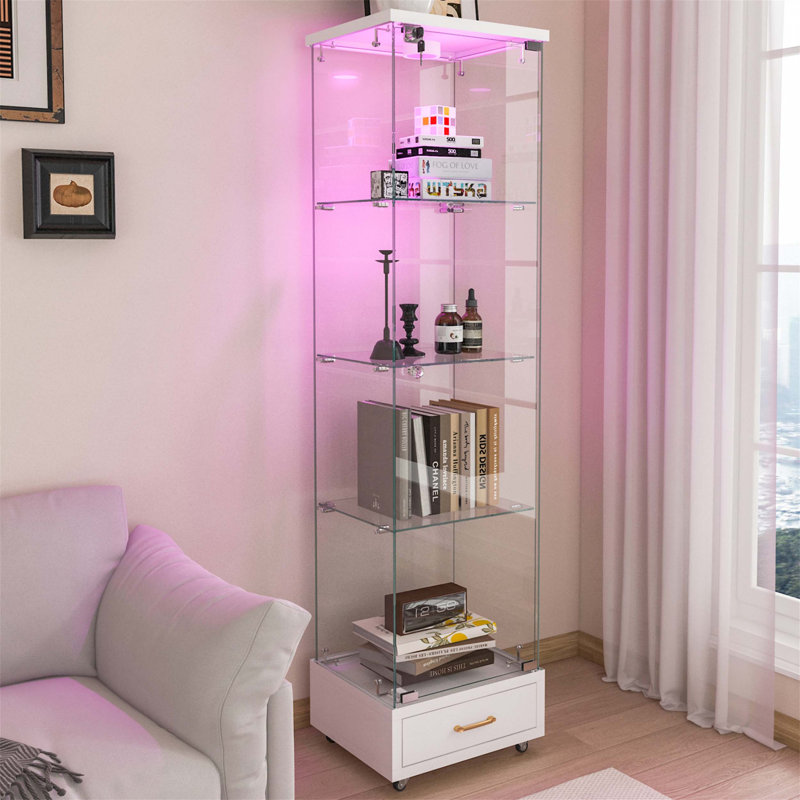 Modern Quick - assembly Display Cabinet with Drawer, Ideal for Showcasing Collectibles, Wine Bottles, and More in Any Room