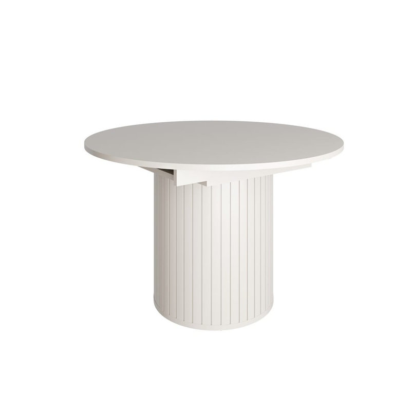 Taree Extending Dining Table 120-160 cm - Modern Round Dining with Smooth Extension, White