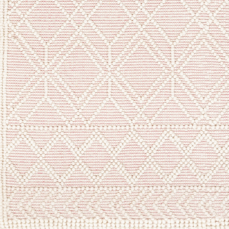 Tapis rose en laine tissé à plat à la main Benda, Rectangle 2 pi 3 po x 3 pi 9 po